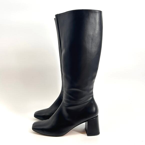 SVEGAN Chalk Vegan Leather Knee High Boots Black Made in Spain Women’s US 9.5 - Picture 2 of 12